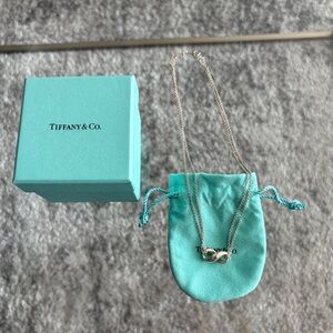 Tiffany & Co Sterling Silver Infinity Double Chain Pendant Necklace